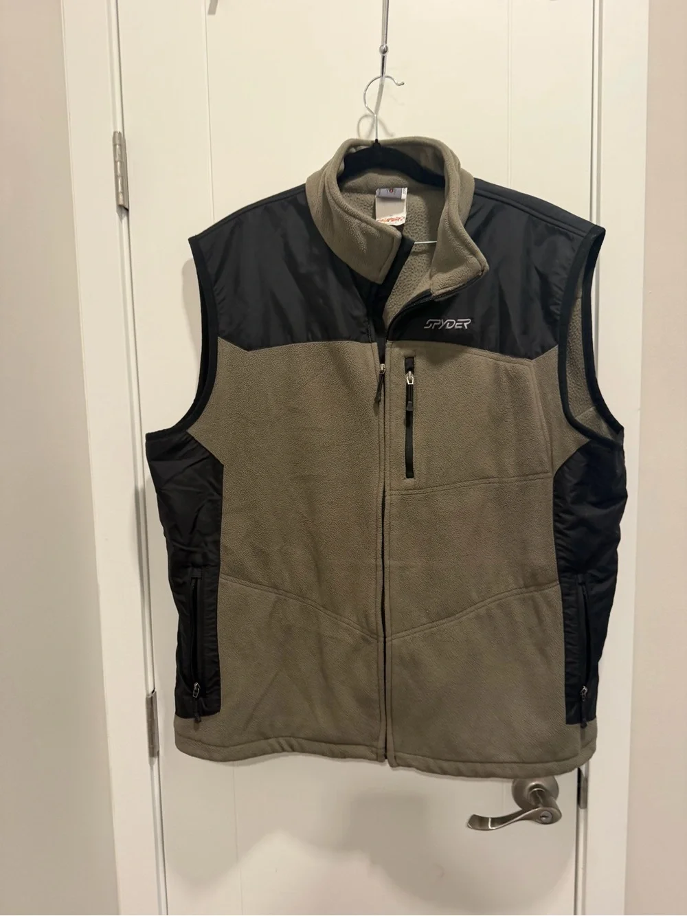 Spyder Men's Olive Green and Black Fleece Vest